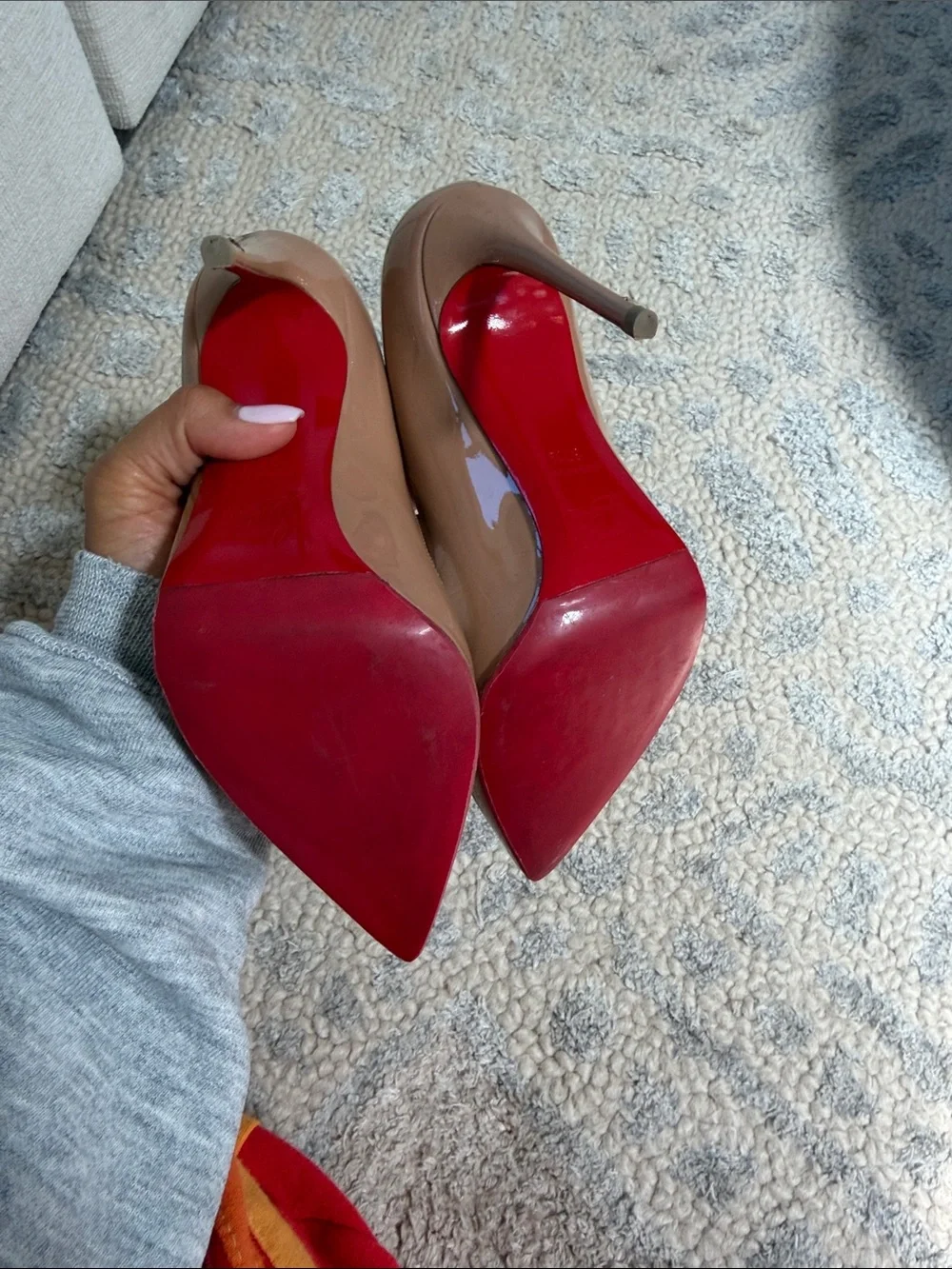 Christian Louboutin Nude Patent Pointed Pumps